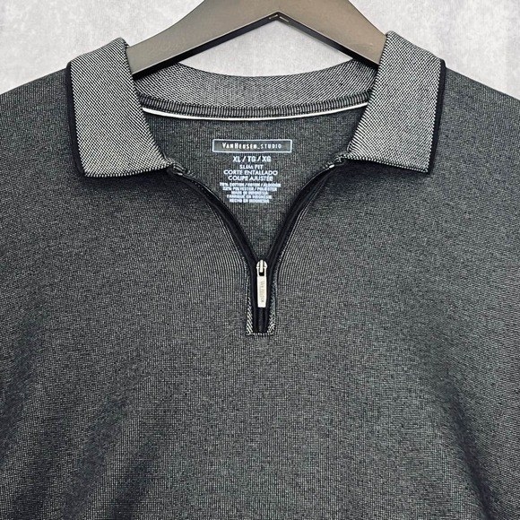 Van Heusen Other - Van Heusen Studio Men's XL Slim Fit Long Sleeve Polo Shirt Gray Cotton/Poly